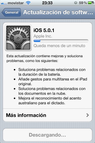Ya disponible la actualización iOS 5.0.1 para iPhone, iPad e iPod touch