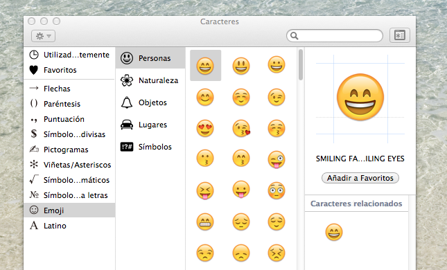 Como insertar Emoticones en tus textos de Mac OS X Mavericks