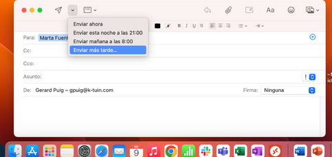 Programar el envío de e-mail en Mac