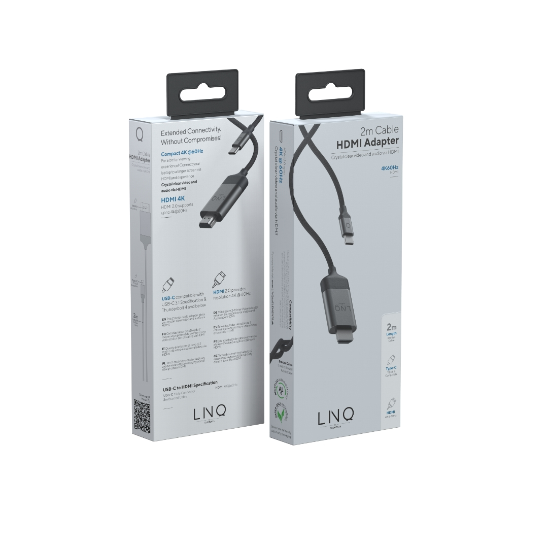 Cable USB-C a HDMI Gris (2M) de Linq