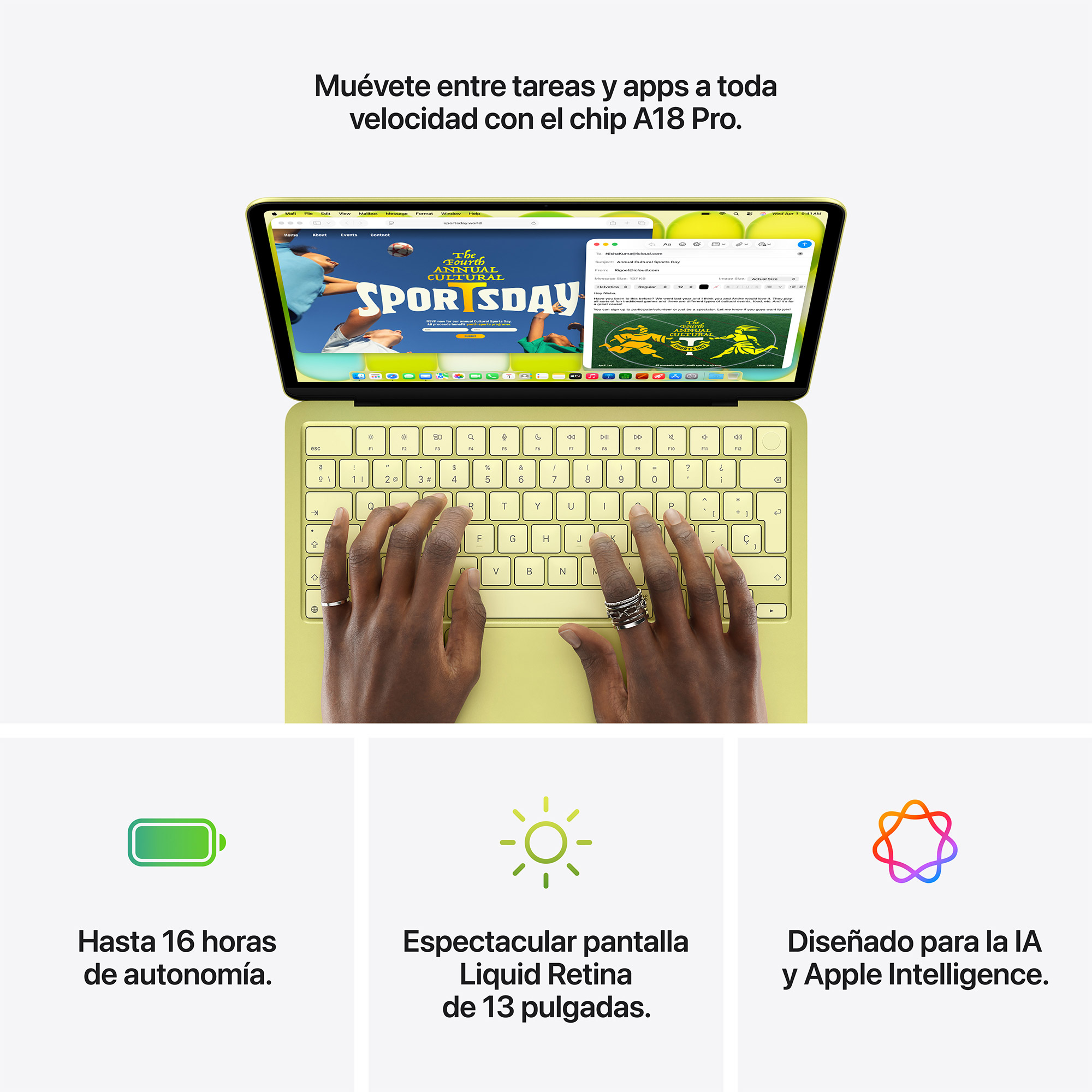 MacBook Neo 512GB Magic Keyboard con Touch ID Cítrico| K-tuin