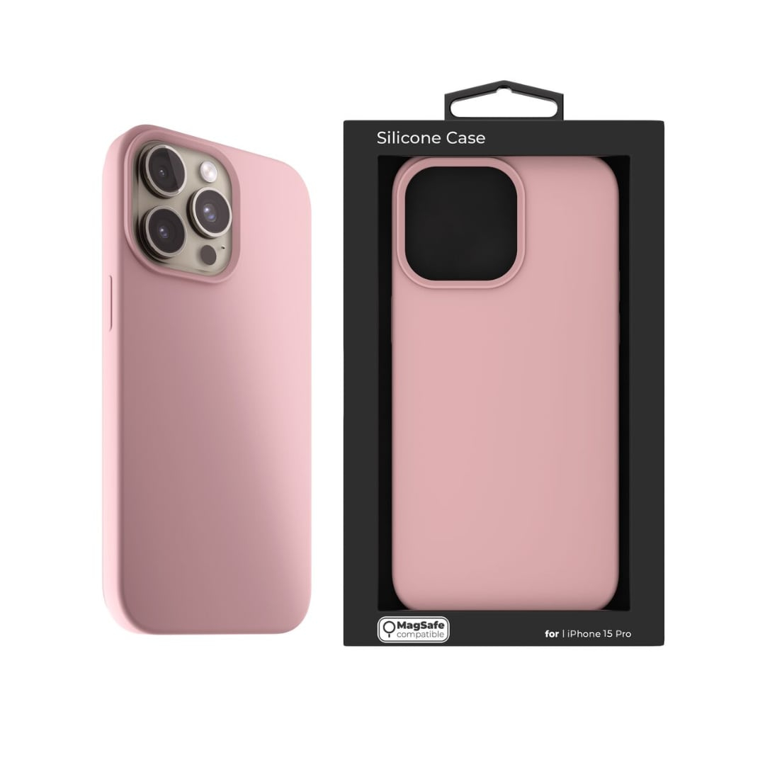 Funda TEKKU Matte Color para iPhone 15 PRO Trans Rosa con MagSafe