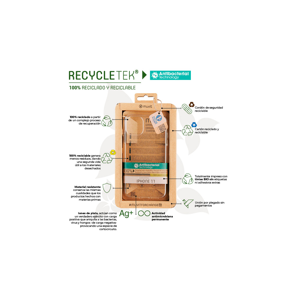 Funda iPhone 11 Recycletec Transparente de Muvit