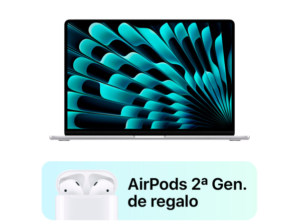 MacBook Air 13" Chip M3 8GB 256GB Plata + AirPods 2ª generación